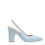 Audrey Buckle Slingback - Baby Blue Leather 4 Block