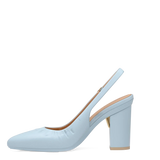 Audrey Buckle Slingback - Baby Blue Leather 4 Block