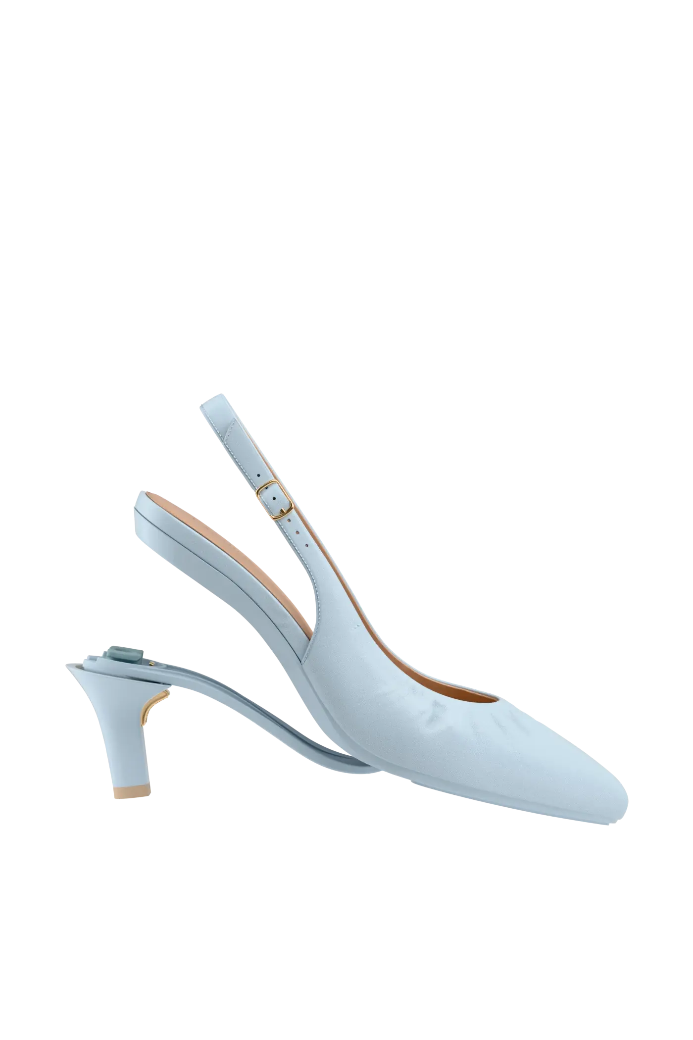 The Slingback Buckle - Baby Blue Leather 3 Stiletto