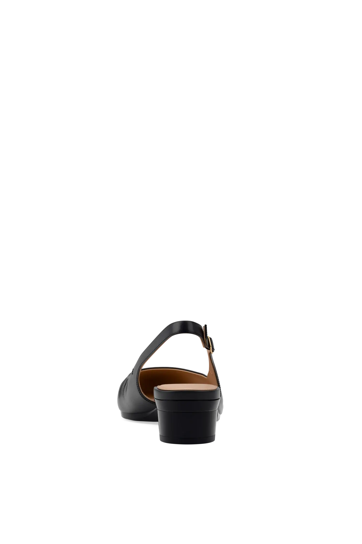 The Slingback Buckle - Coal Leather Flat