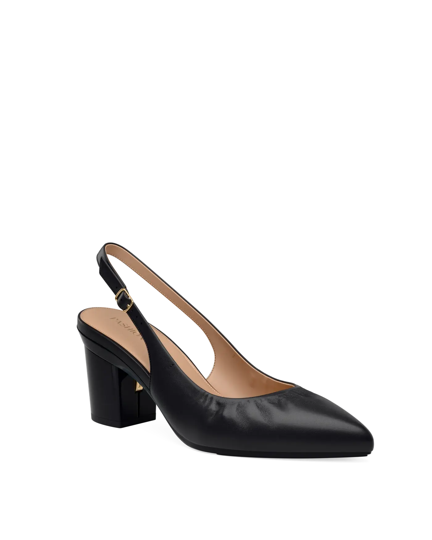 Audrey Buckle Slingback - Coal Black Leather 3 Block