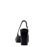 Audrey Buckle Slingback - Coal Black Leather 4 Block