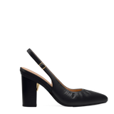 Audrey Buckle Slingback - Coal Black Leather 4 Block