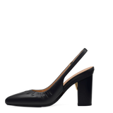 Audrey Buckle Slingback - Coal Black Leather 4 Block