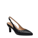 Audrey Buckle Slingback - Coal Black Leather 3 Stiletto
