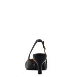 Audrey Buckle Slingback - Coal Black Leather 3 Stiletto
