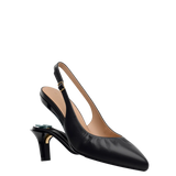 Audrey Buckle Slingback - Coal Black Leather 3 Stiletto