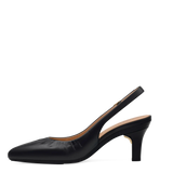 Audrey Buckle Slingback - Coal Black Leather 3 Stiletto
