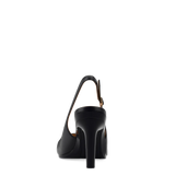 Audrey Buckle Slingback - Coal Black Leather 4 Stiletto