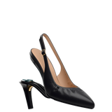 Audrey Buckle Slingback - Coal Black Leather 4 Stiletto
