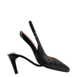 Audrey Buckle Slingback - Coal Black Leather 4 Stiletto