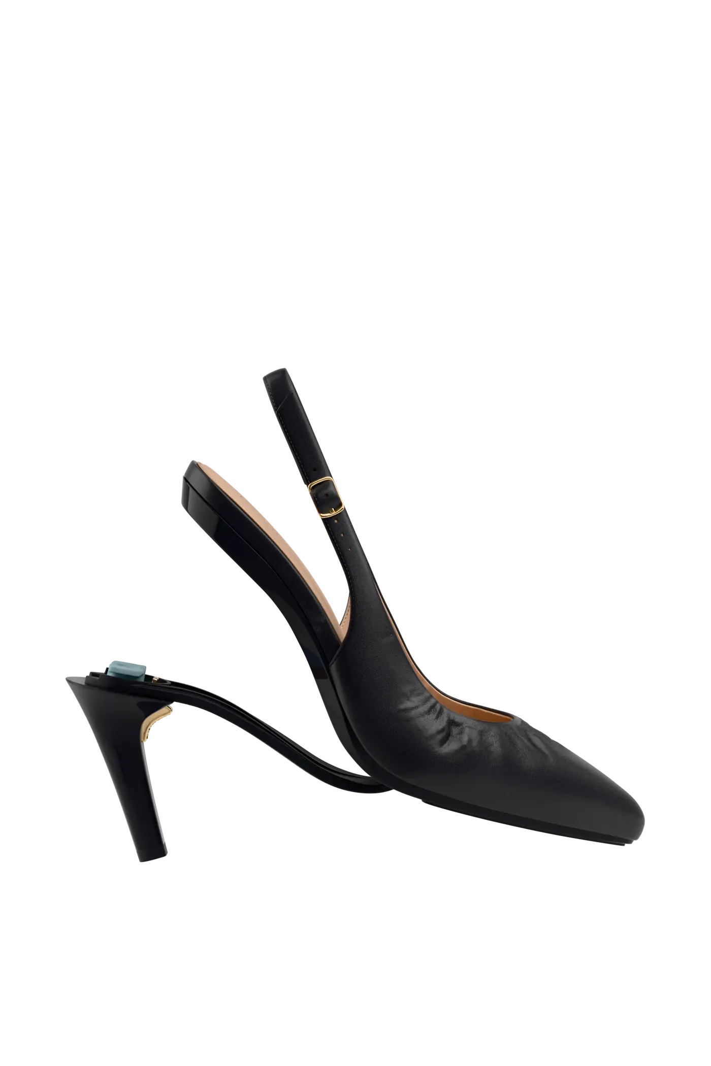 The Slingback Buckle - Coal Leather 4 Stiletto