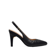 Audrey Buckle Slingback - Coal Black Leather 4 Stiletto