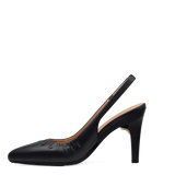 Audrey Buckle Slingback - Coal Black Leather 4 Stiletto
