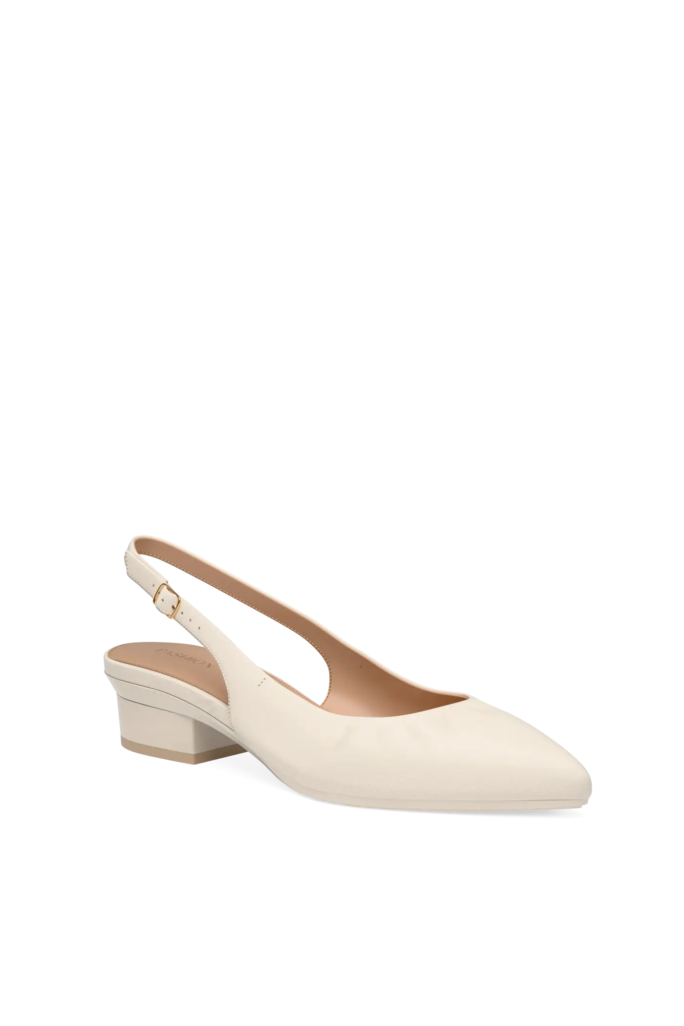 The Slingback Buckle - Ivory Leather Flat