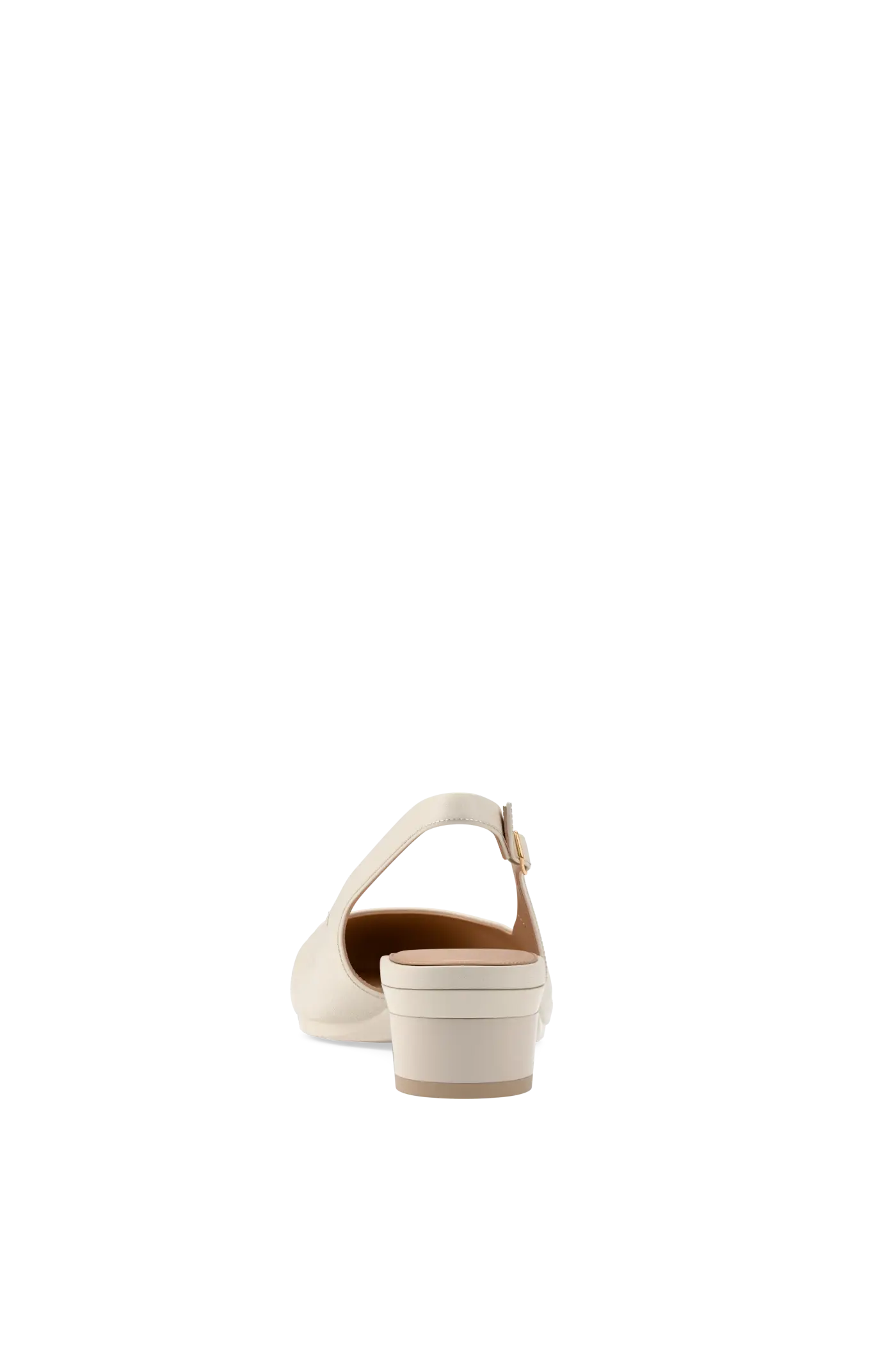 The Slingback Buckle - Ivory Leather Flat