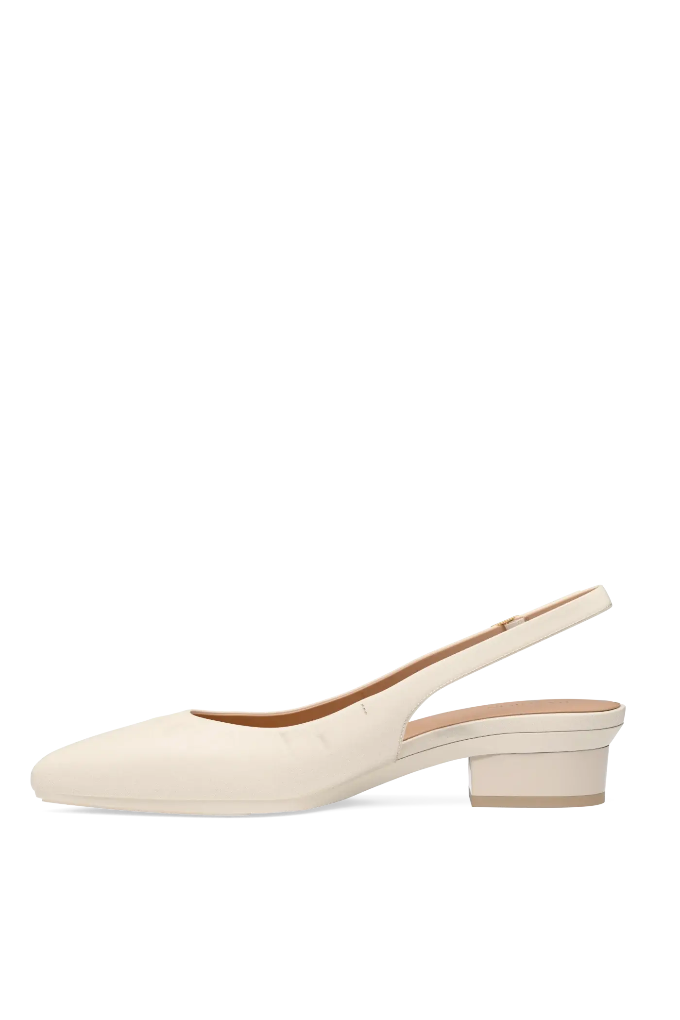 The Slingback Buckle - Ivory Leather Flat