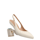 Audrey Buckle Slingback - Ivory Leather 3 Block