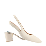 Audrey Buckle Slingback - Ivory Leather 3 Block