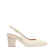 Audrey Buckle Slingback - Ivory Leather 3 Block
