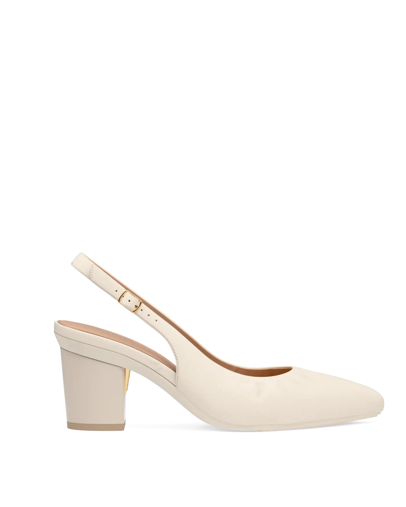 Audrey Buckle Slingback - Ivory Leather 3 Block