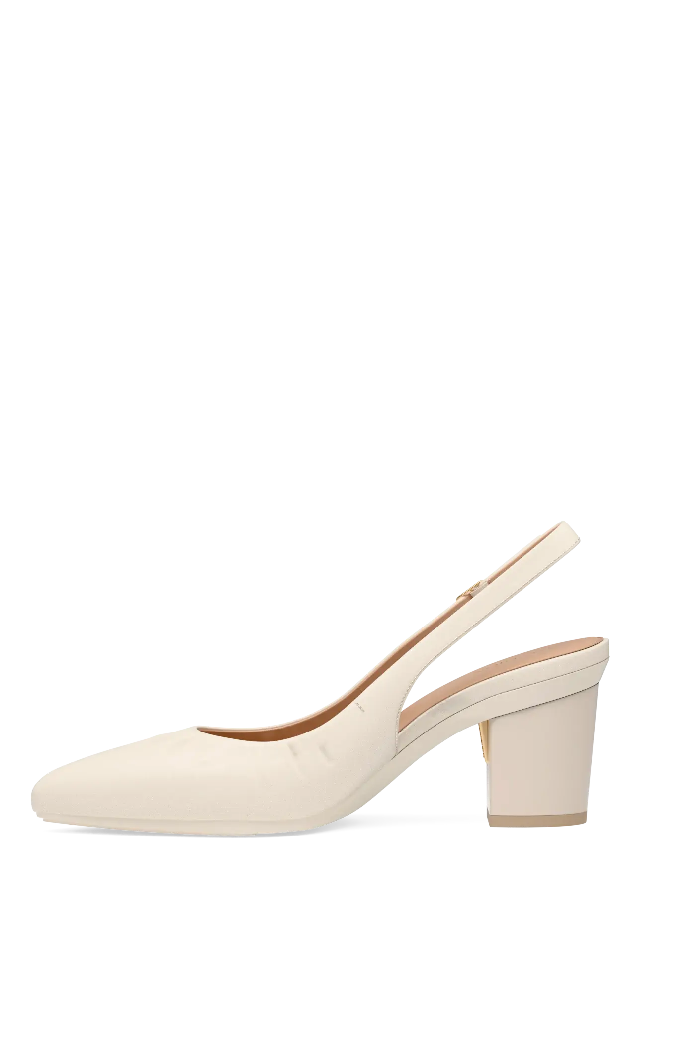 The Slingback Buckle - Ivory Leather 3 Block