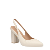 Audrey Buckle Slingback - Ivory Leather 4 Block