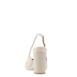 Audrey Buckle Slingback - Ivory Leather 4 Block