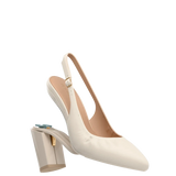 Audrey Buckle Slingback - Ivory Leather 4 Block