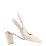 Audrey Buckle Slingback - Ivory Leather 4 Block