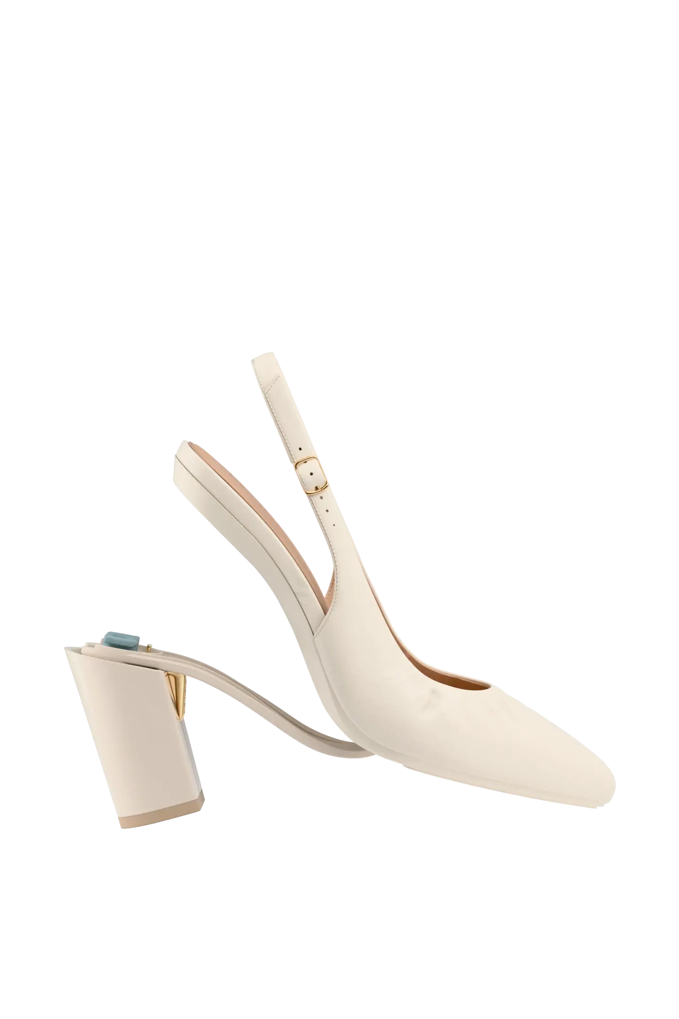 The Slingback Buckle - Ivory Leather 4 Block