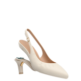 Audrey Buckle Slingback - Ivory Leather 3 Stiletto