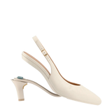 Audrey Buckle Slingback - Ivory Leather 3 Stiletto