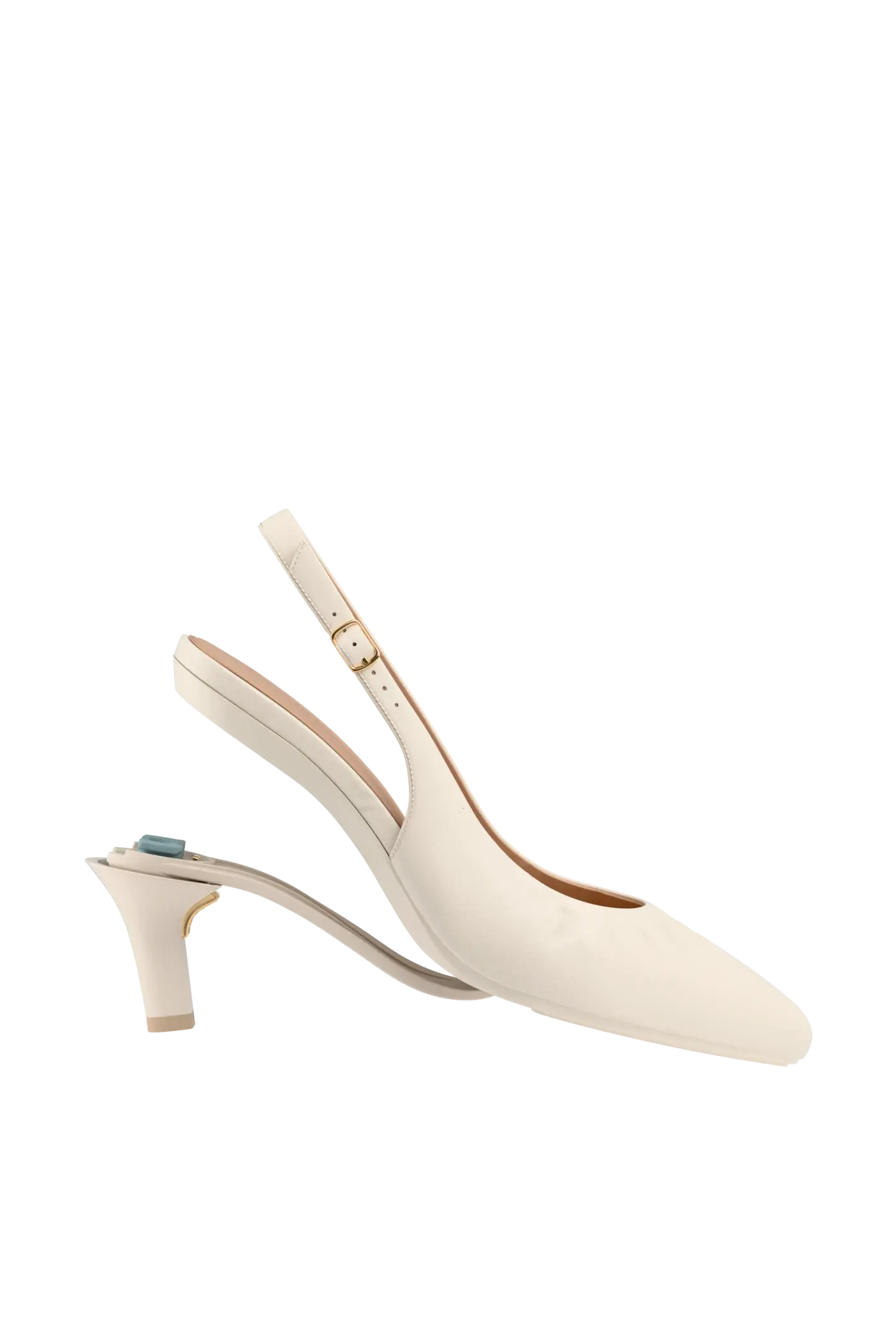 The Slingback Buckle - Ivory Leather 3 Stiletto