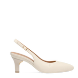 Audrey Buckle Slingback - Ivory Leather 3 Stiletto