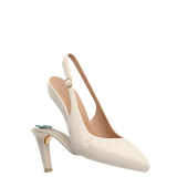 Audrey Buckle Slingback - Ivory Leather 4 Stiletto