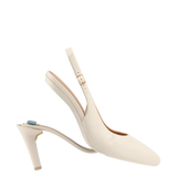 Audrey Buckle Slingback - Ivory Leather 4 Stiletto