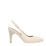 Audrey Buckle Slingback - Ivory Leather 4 Stiletto