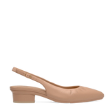 Audrey Buckle Slingback - Latte Leather Flat