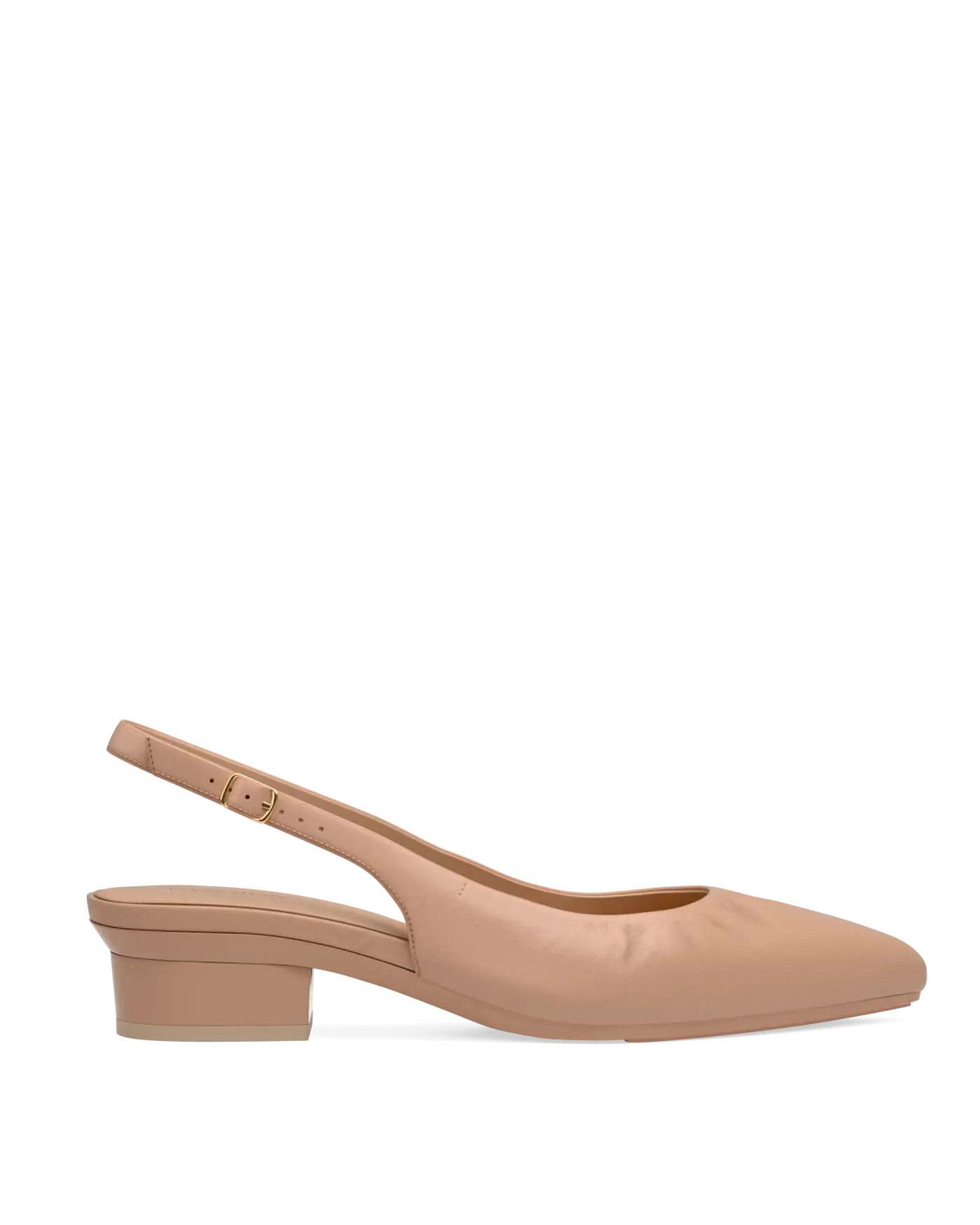 Audrey Buckle Slingback - Latte Leather Flat