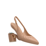 Audrey Buckle Slingback - Latte Leather 3 Block