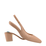 Audrey Buckle Slingback - Latte Leather 3 Block