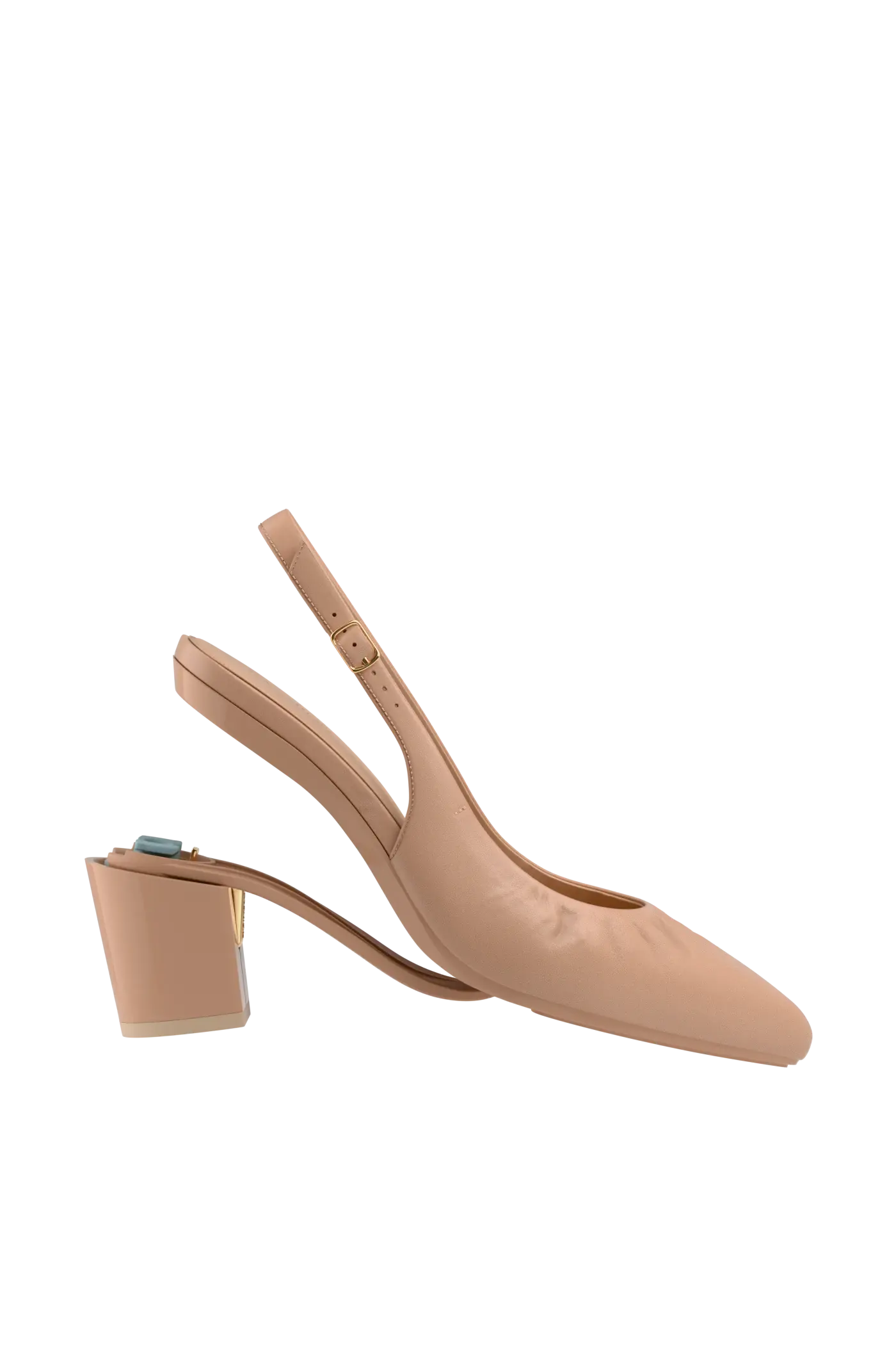 The Slingback Buckle - Latte Leather 3 Block
