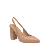 Audrey Buckle Slingback - Latte Leather 4 Block