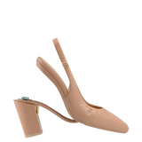 Audrey Buckle Slingback - Latte Leather 4 Block