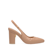 Audrey Buckle Slingback - Latte Leather 4 Block