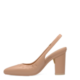 Audrey Buckle Slingback - Latte Leather 4 Block