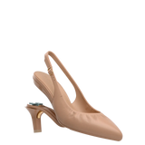 Audrey Buckle Slingback - Latte Leather 3 Stiletto