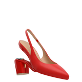 Audrey Slingback - Cherry Red Leather 3 Block - Final Sale