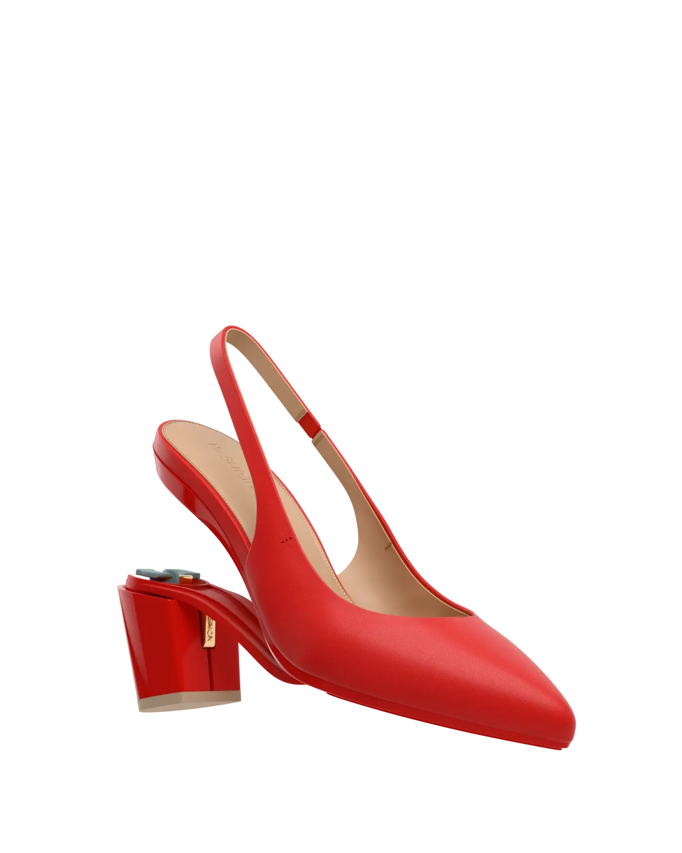 Audrey Slingback - Cherry Red Leather 3 Block - Final Sale